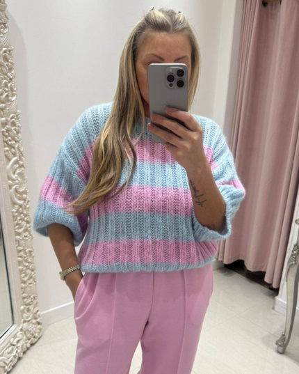 Sienna ~ Short Sleeved Striped Knitted Jumper