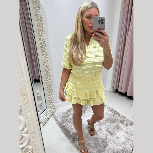 Leah ~ Co-Ord Set Top and Frilly Skorts ~ Lemon