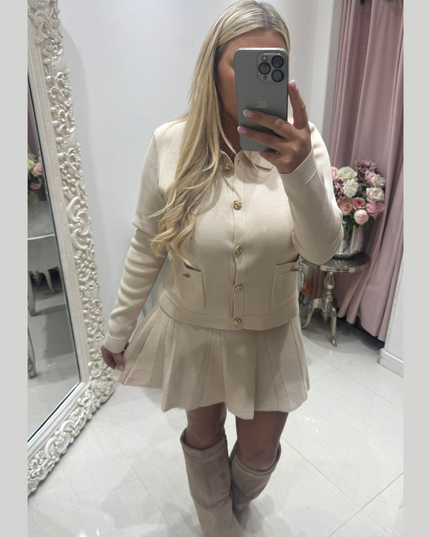 Lily ~  Fine Knit Co-Ord Set Cardigan Jacket & Mini Skirt