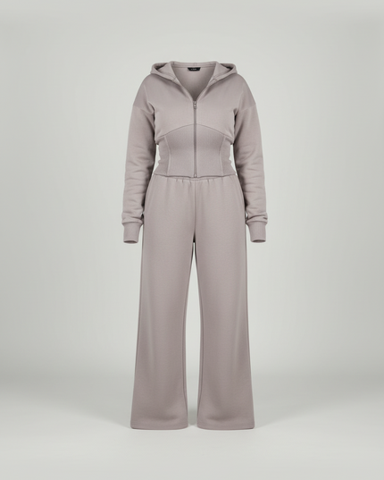 Jodie  ~  Hooded Top With Wide Leg Trousers Fleece Lined Lounge Set