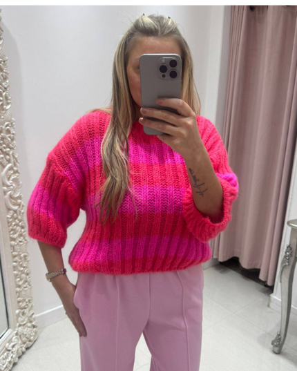 Sienna ~ Short Sleeved Striped Knitted Jumper