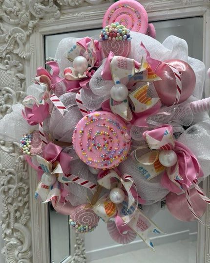Large Luxury Pink Candy Christmas Wreath