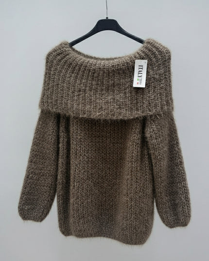Connie ~ Luxury Knit Bardot Jumper ~ Mocha