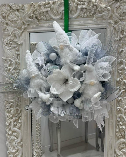 Luxury Christmas White & Silver Gonk Wreath