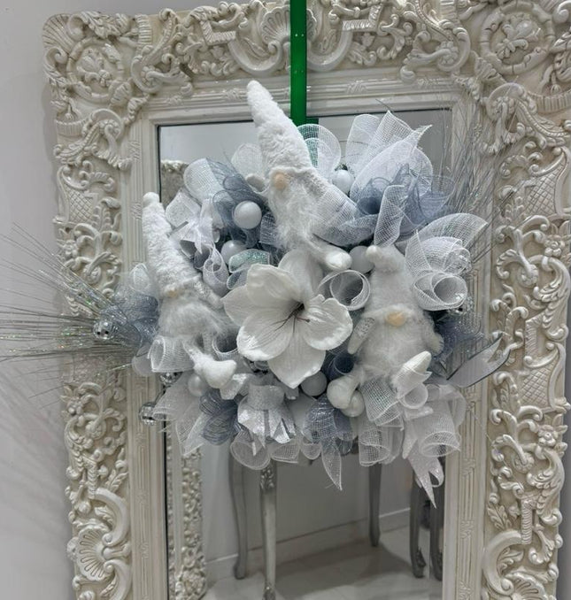 Luxury Christmas White & Silver Gonk Wreath