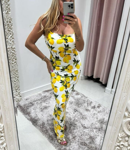 Lemons ~ Midi Dress With Built In Padding