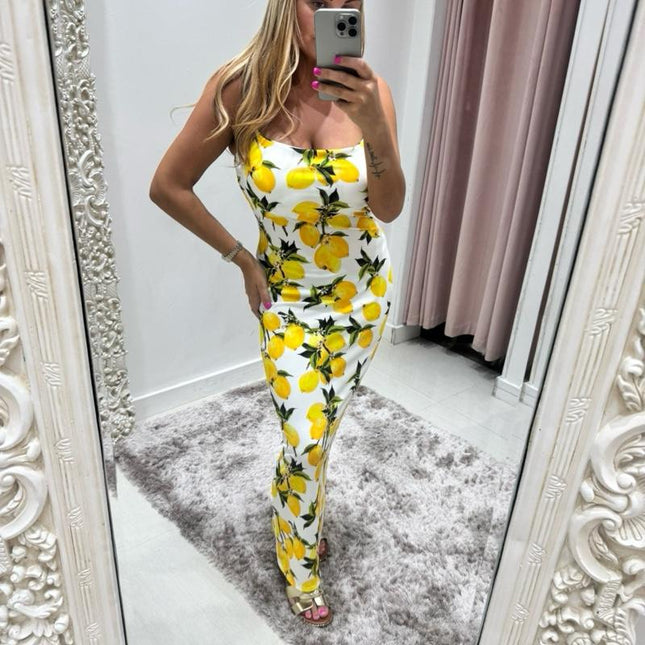 Lemons ~ Midi Dress With Built In Padding
