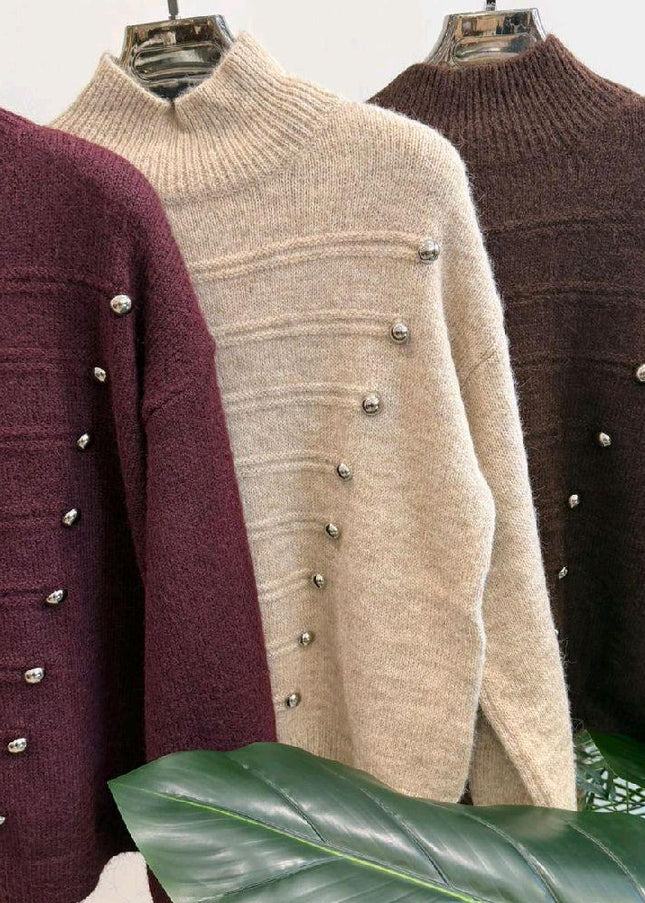 Soft Knit Military Style Jumper With Stud Detail