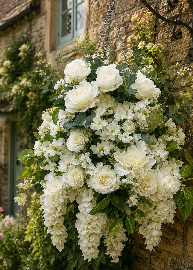 White Deluxe Large Hanging Basket