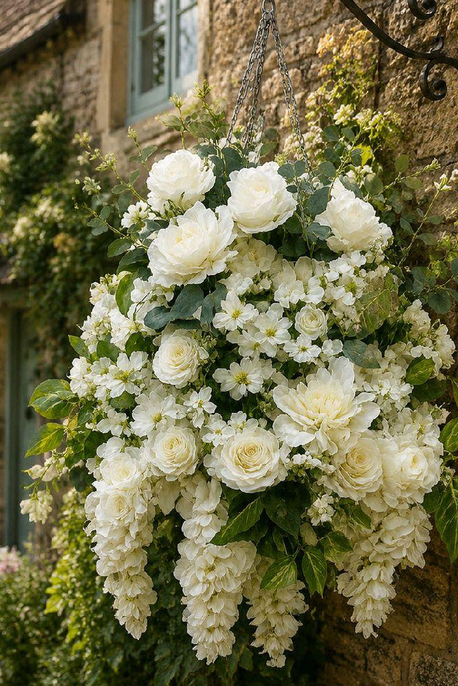 White Deluxe Large Hanging Basket