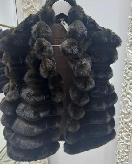 Mia ~ Luxury Soft Faux Fur Gilet  ~ Dark Brown