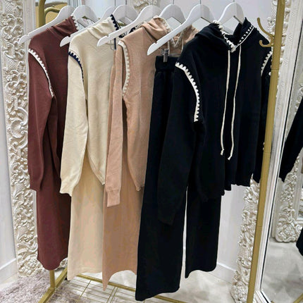 Lottie ~ Hooded Lounge Wear with Contrast Trim