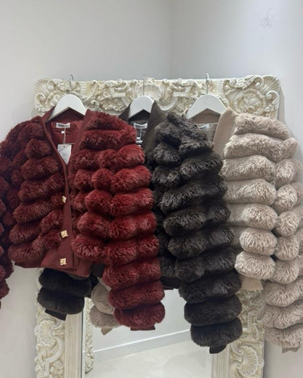 Alba ~ Extreme Soft Faux Fur Cardigan/Jacket with Gold Buttons