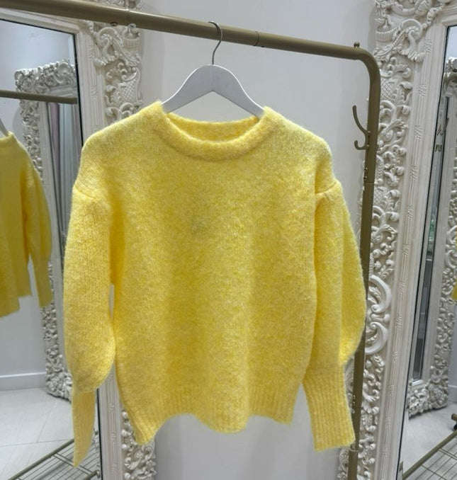 Belle ~ Pastel Fluffy Knitted Jumpers With Balloon Sleeves