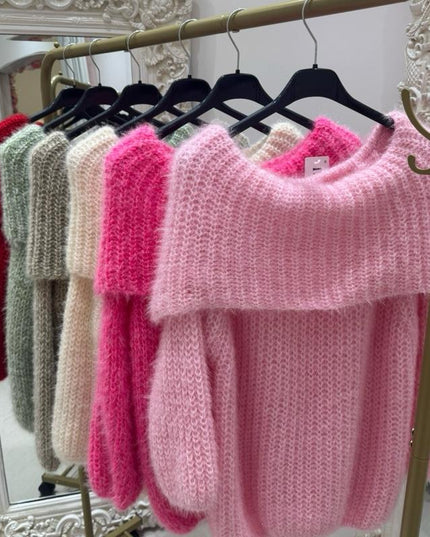 Connie ~ Luxury Knit Bardot Jumper ~ Cream