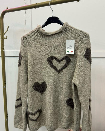 Emmie ~ Knitted Jumper With Heart Design