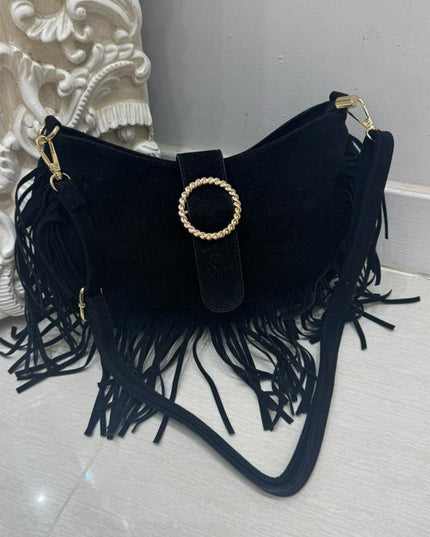 Elena ~ Faux Suede Tassle Handbag