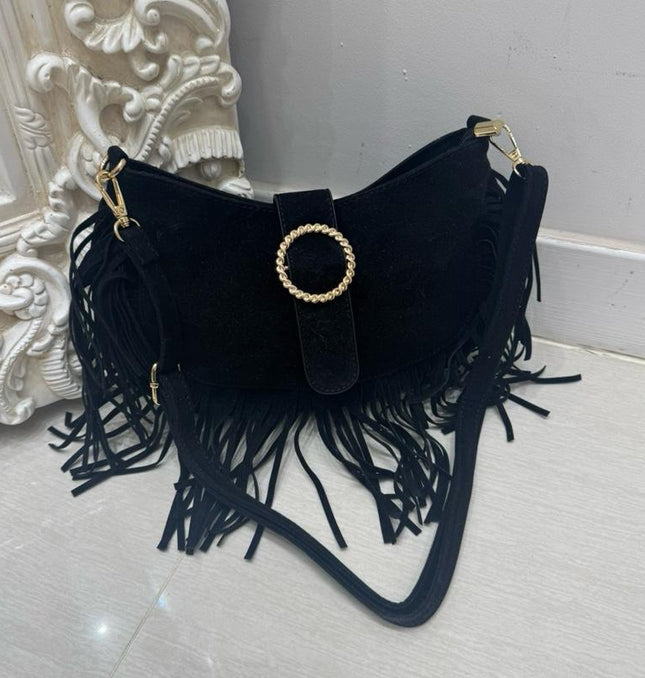 Elena ~ Faux Suede Tassle Handbag