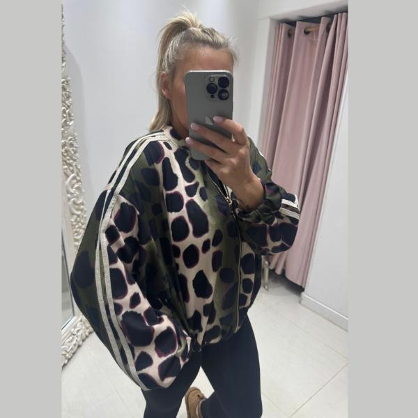 Lana ~ Animal Print Thick Silky Fabric Bomber Jacket