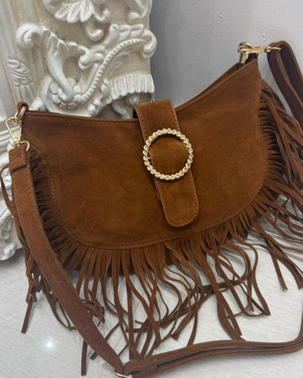 Elena ~ Faux Suede Tassle Handbag