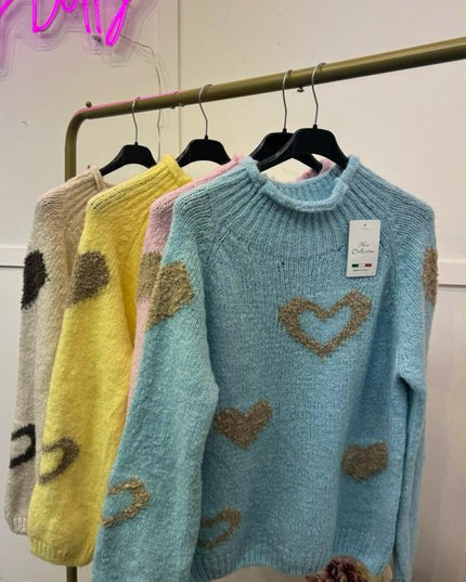 Emmie ~ Knitted Jumper With Heart Design