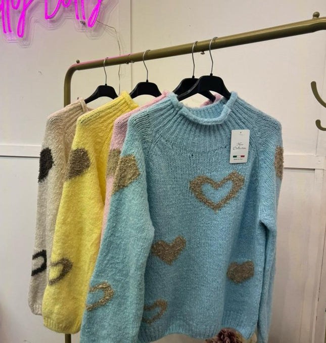 Emmie ~ Knitted Jumper With Heart Design