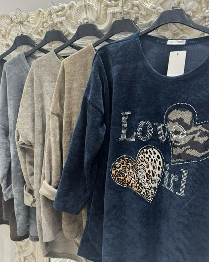 Asyha ~ Cord Fabric Top With Diamante Detail