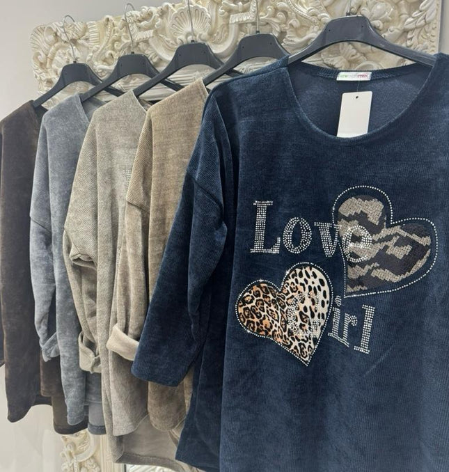 Asyha ~ Cord Fabric Top With Diamante Detail