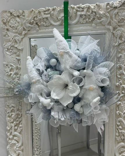 Luxury Christmas White & Silver Gonk Wreath