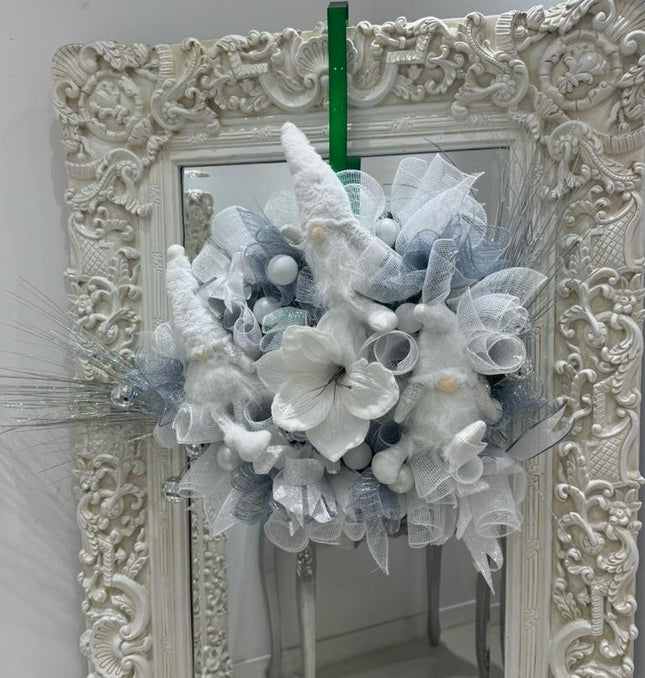 Luxury Christmas White & Silver Gonk Wreath