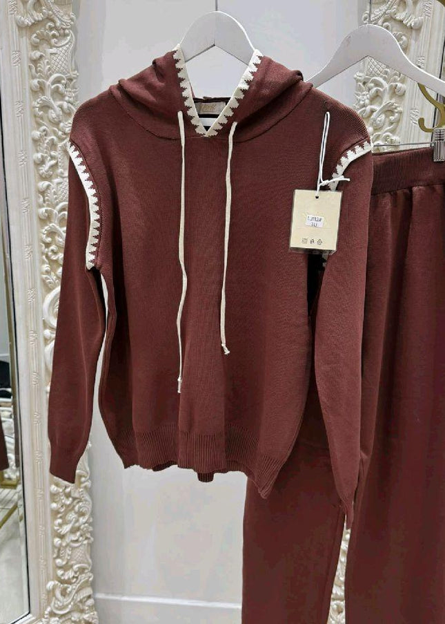 Lottie ~ Hooded Lounge Wear with Contrast Trim