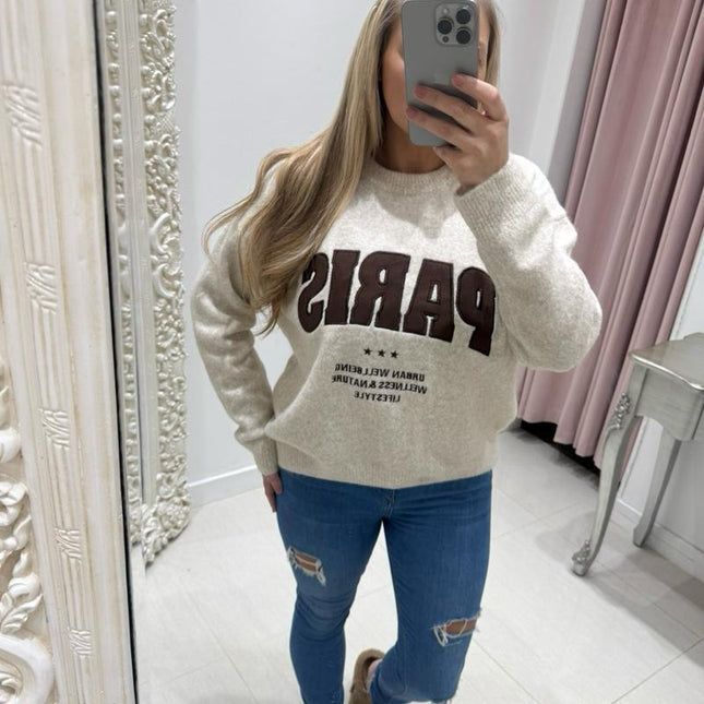 Collette ~ Slogan Long Sleeve Wool Mix Jumper