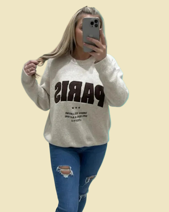 Collette ~ Slogan Long Sleeve Wool Mix Jumper