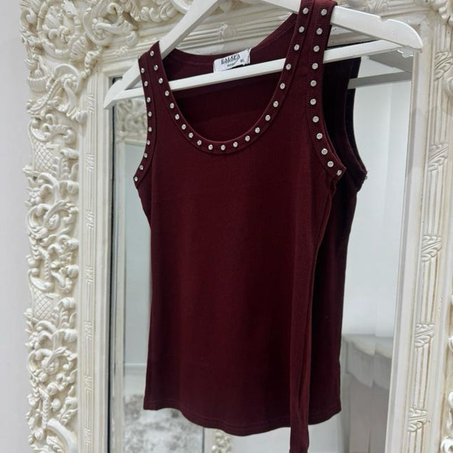Destiny ~ Luxe Ribbed Diamante Trim Vest