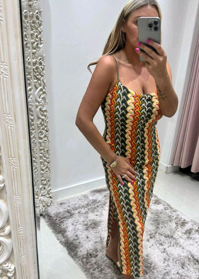Designer Inspired Zigzag Midi Dress
