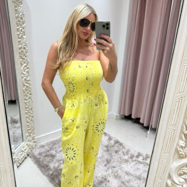 Lemon Cheese Cloth Bandeau Jumpsuit