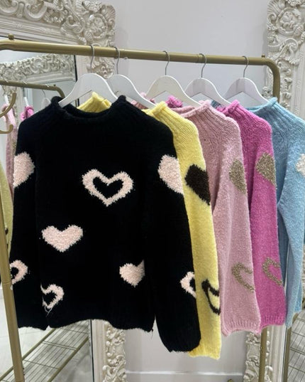 Emmie ~ Knitted Jumper With Heart Design