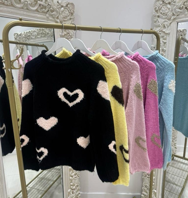 Emmie ~ Knitted Jumper With Heart Design