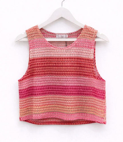 Hallie ~ Pink Striped Sleeveless Top