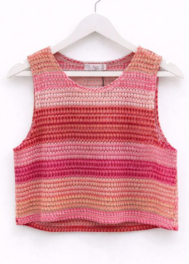 Hallie ~ Pink Striped Sleeveless Top