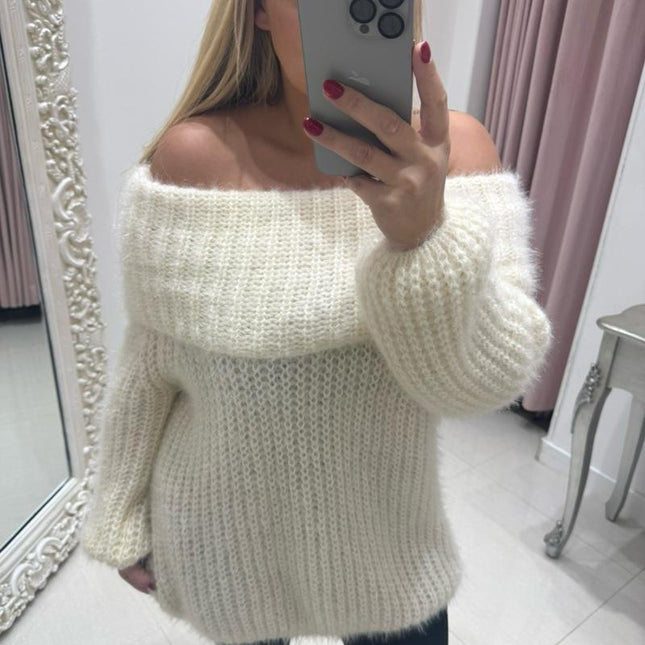 Connie ~ Luxury Knit Bardot Jumper ~ Cream