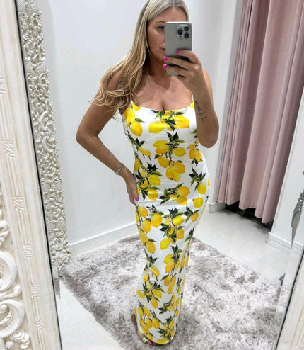 Lemons ~ Midi Dress With Built In Padding