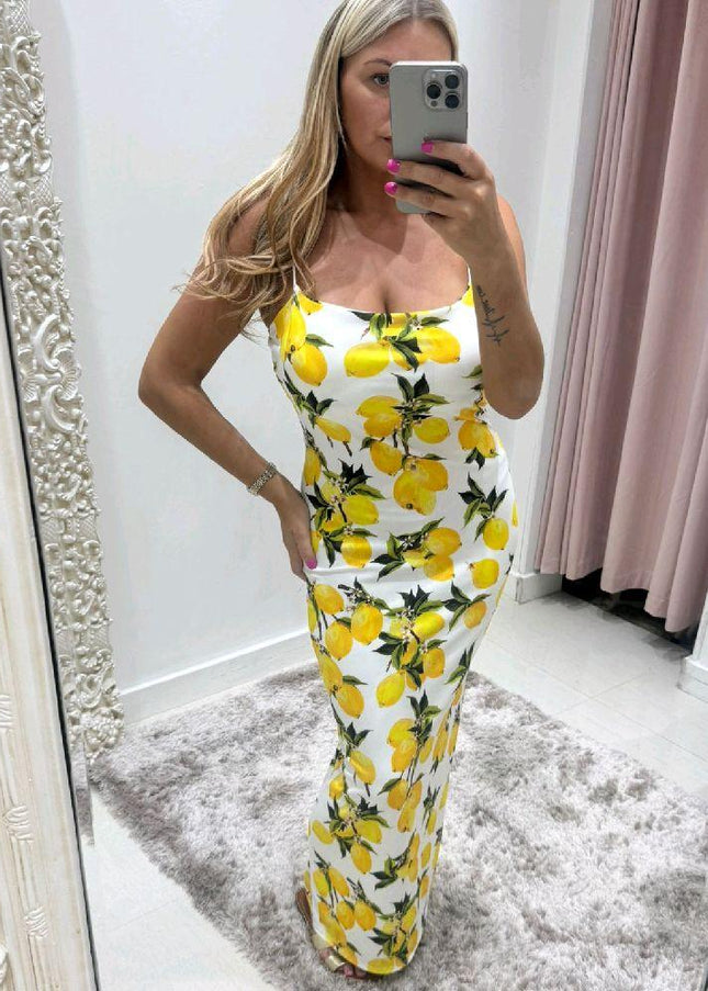 Lemons ~ Midi Dress With Built In Padding
