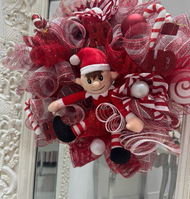 Red & White Elf Luxury Christmas Wreath