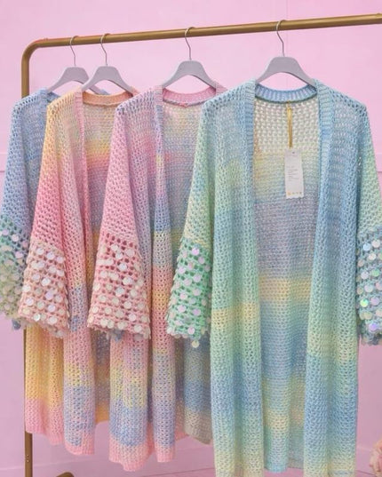 Claudia ~ Midi Open Knit Ombre Cardigan