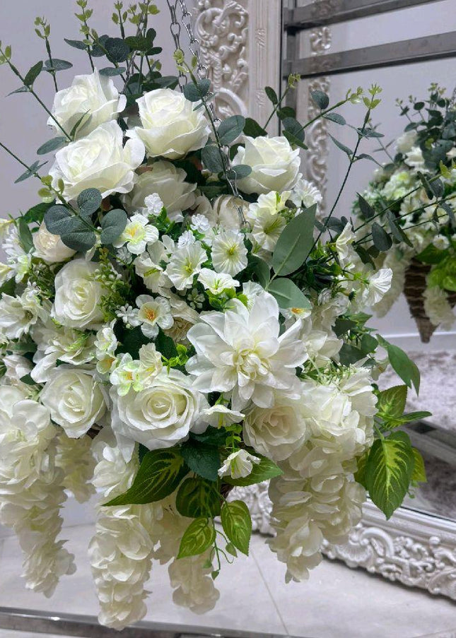 White Deluxe Large Hanging Basket