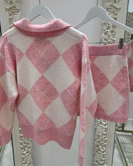 Nigella ~  Argyle Knitted Jumper & Skirt