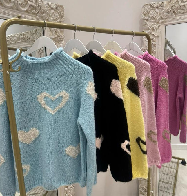 Emmie ~ Knitted Jumper With Heart Design