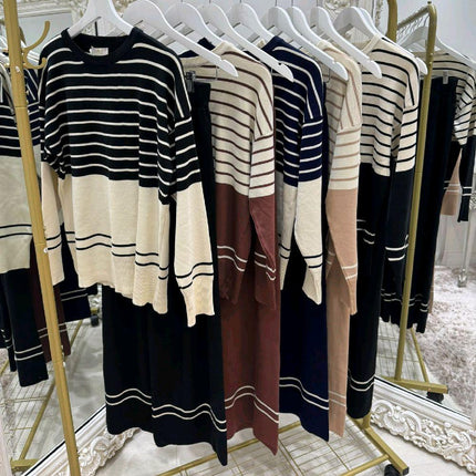 Lily ~ Contrasting Striped Lounge Wear Set