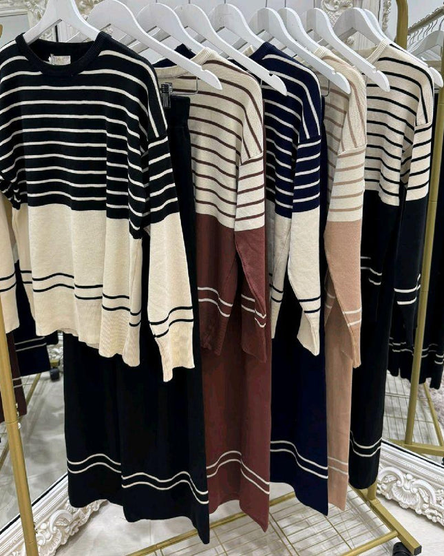 Lily ~ Contrasting Striped Lounge Wear Set